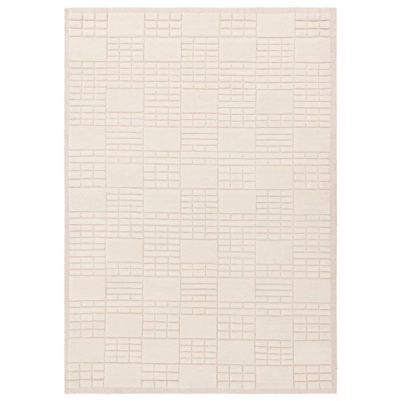 Havier Hand Tufted Wool Cream Rug, Rectangle 120 x 170cm