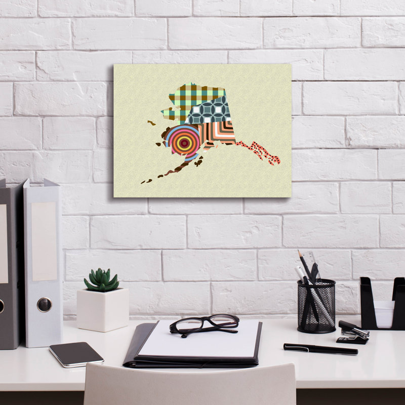 «Alaska State Map» par Lanre Adefioyue, H 12 po x l 16 po x P 0,75 po