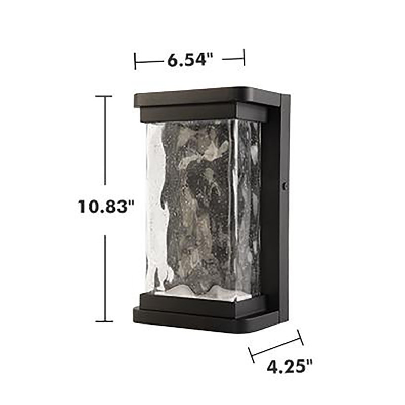 Matte Black Cylinder LED Wall Sconce with Seeded Glass