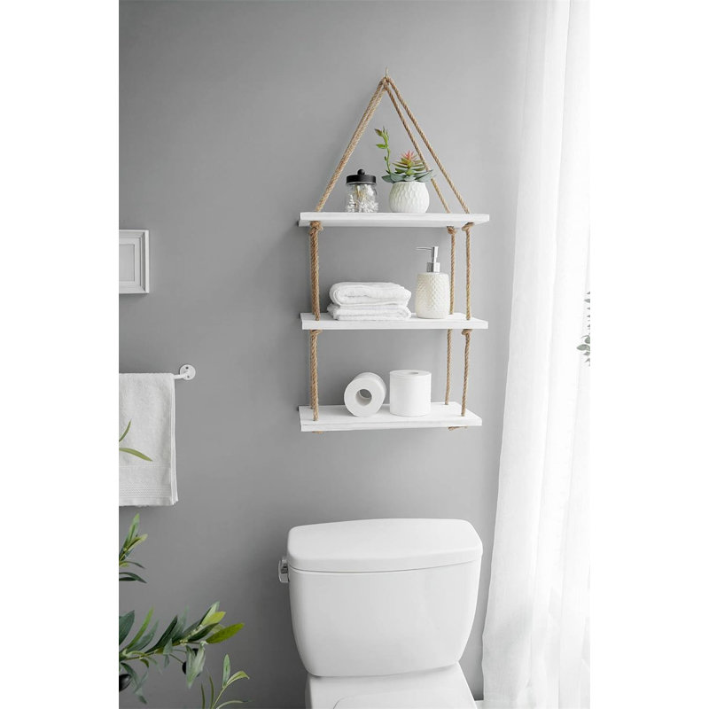 White Wood Wall Mounted Floating Shelf