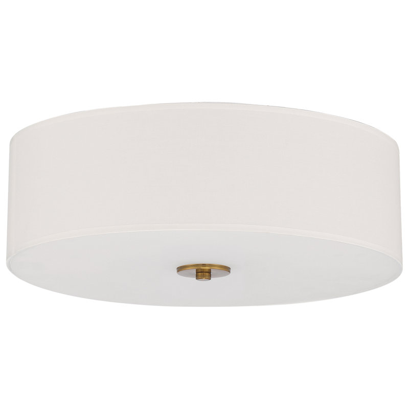 Laylanna Linen Flush Mount, Antique Brushed Brass, 5.5" H x 18" W x 18" D