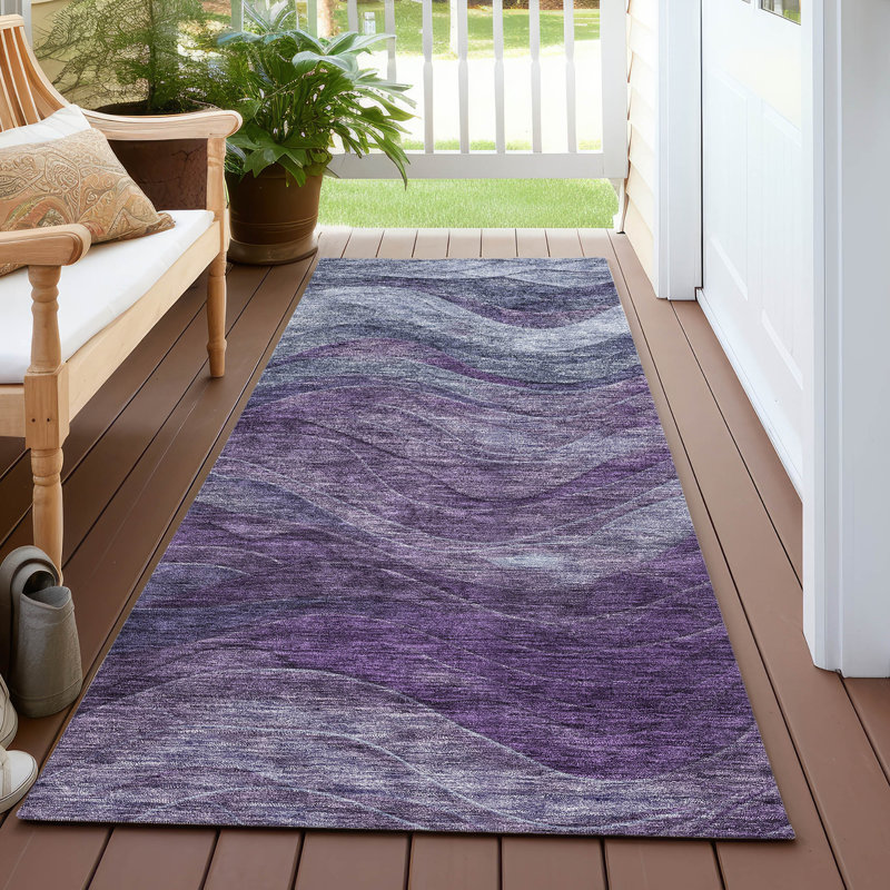 Machine Washable Indoor/Outdoor Cinead ACN1700 Purple Rug, Runner 2'3" x 7'6"