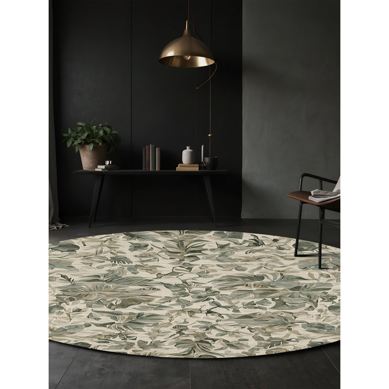 Tapis brun soyeux et moelleux, Rond 4 pi
