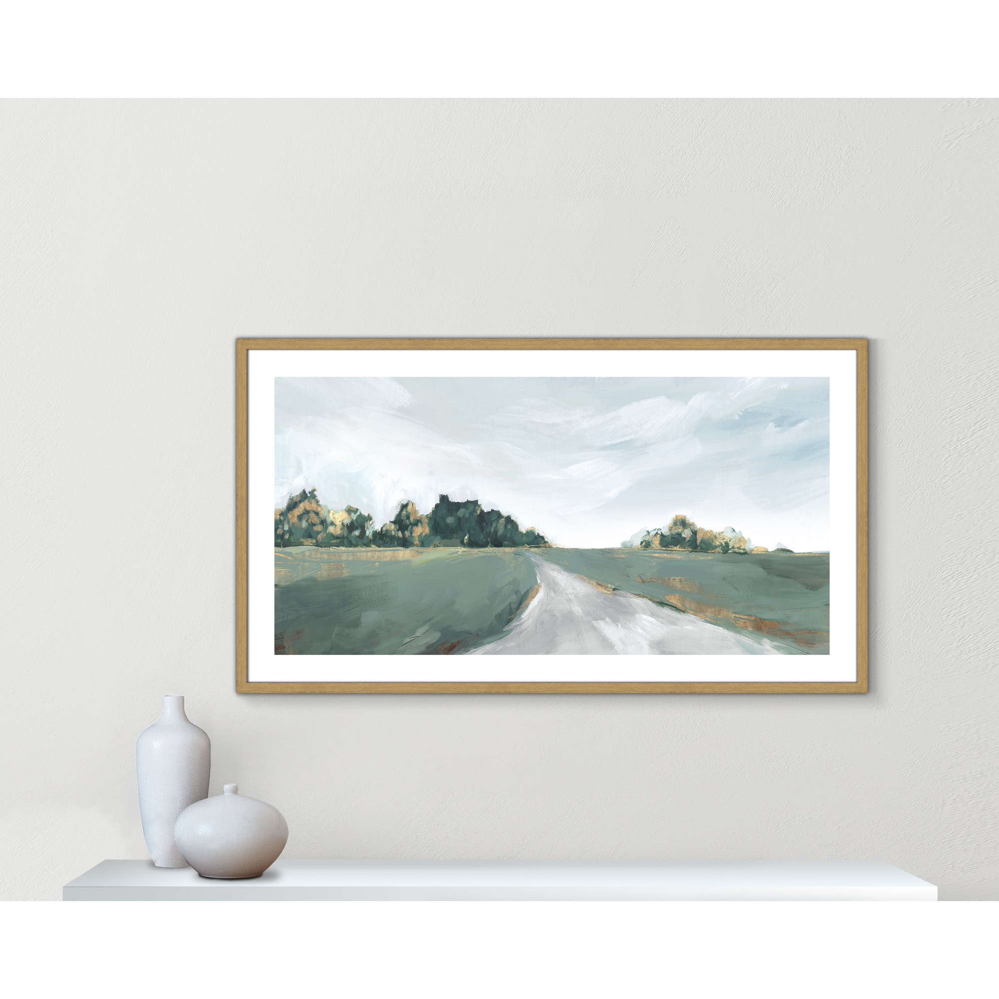 Field of Dreams by Isabelle Z - Painting Print, Picture Framed Paper, 25.5" H x 45.5" W, Gold