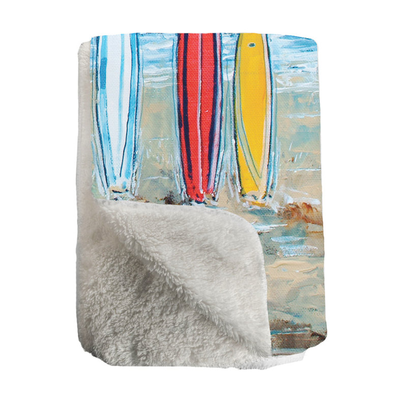 Laural Home Surfboards Sherpa Throw Blanket