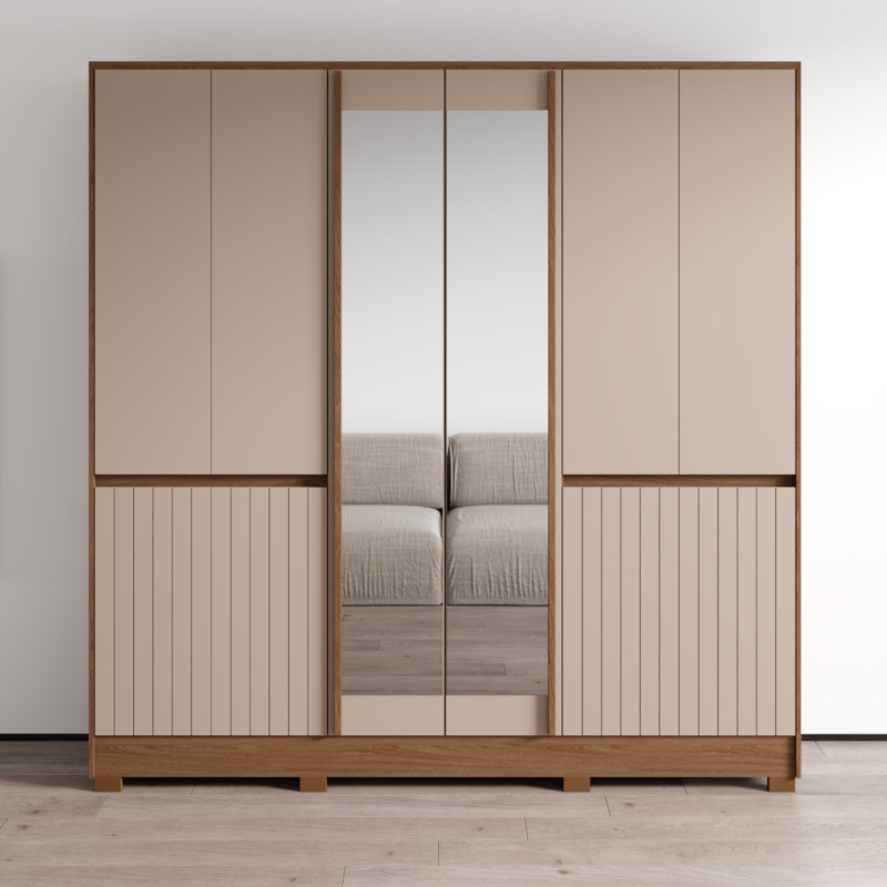 Armoire Alaska 85 "avec tablettes réglables, tringle, Chêne / Brun
