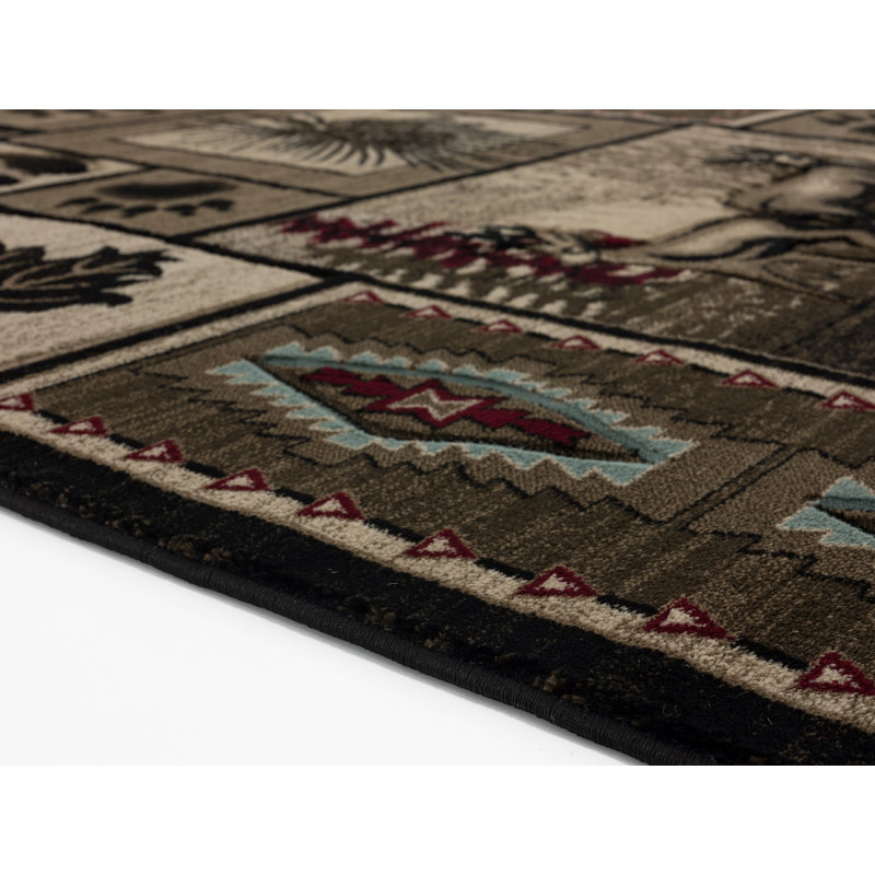 Tapis brun / beige Keeling, Rectangle 5 pi 2 po x 7 pi 5 po
