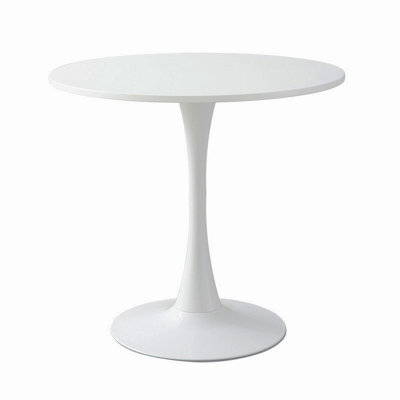 White Round Table, Modern Dining Table, MDF Top And Steel Base Round Kitchen Table, Mid Century Coffee Table For Living Room 24 Inch, Oval Dining Tabl by 17 Stories