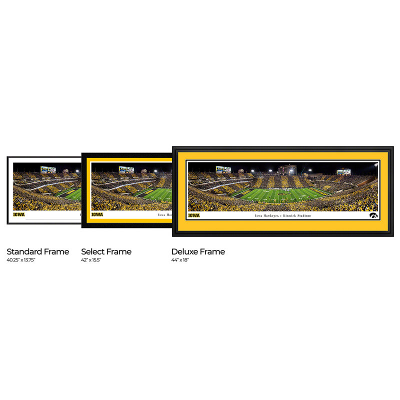 NCAA Iowa Hawkeyes Football Panoramic Print, Black Floater Framed, 15.5" H x 42" W x 0.88" D