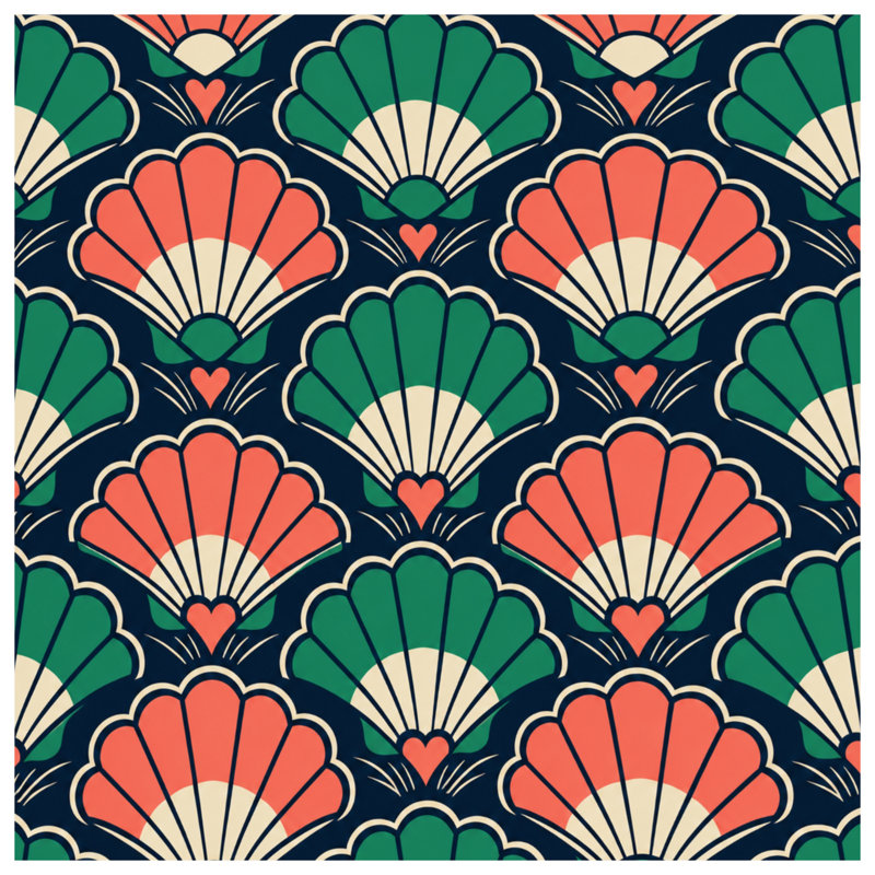 Art Deco Shell Motif Comforter, Twin Extra Long