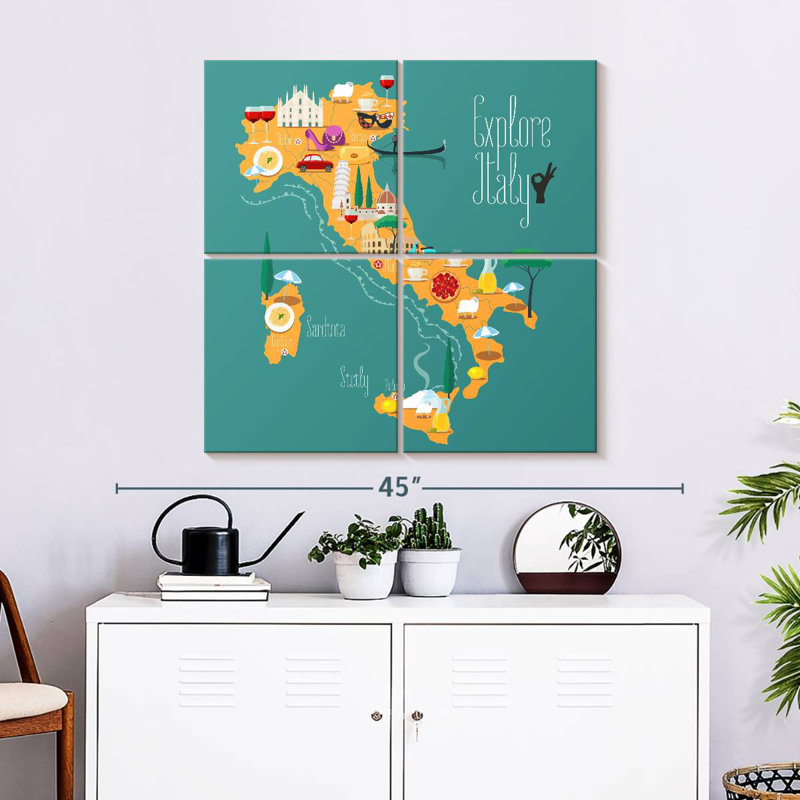 Carte d'Alazia Explorez l'Italie, H 32 po x l 32 po