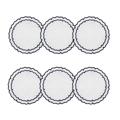 Linho Coaster: Scalloped Round Coaster - Charcoal