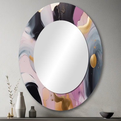 Symphonie de marbre rose et doré - miroir ovale rose