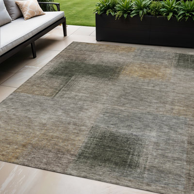 Tapis extérieur lavable abstrait gris et beige taupe 5 pi x 8 pi