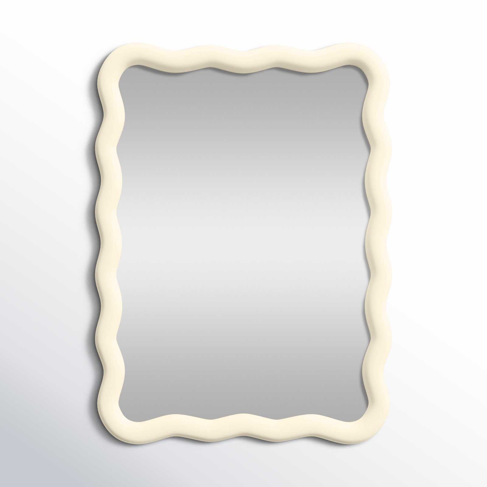 24" Pine Accent Mirror, Beige