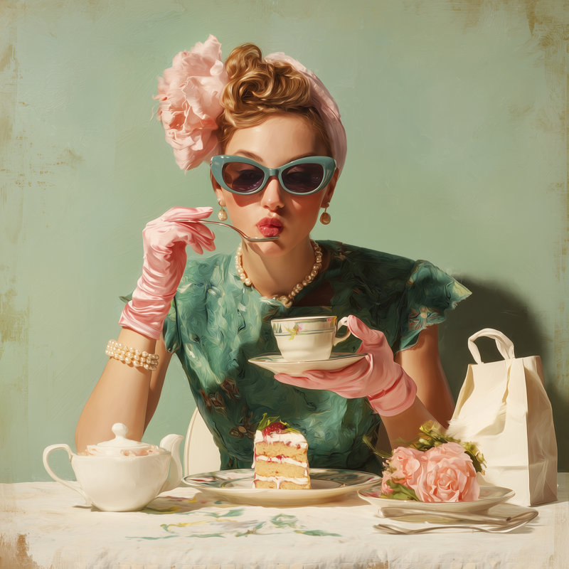 Art moderne sur toile tendue Modern Tea Moment, L 20 po x H 20 po x P 1,5 po