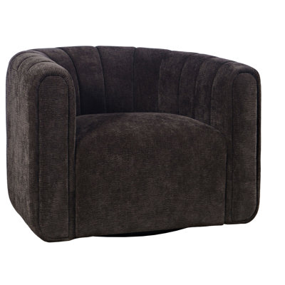 Grande Modern Barrel Swivel Upolstered Tufted Accent Chair - Chocolate