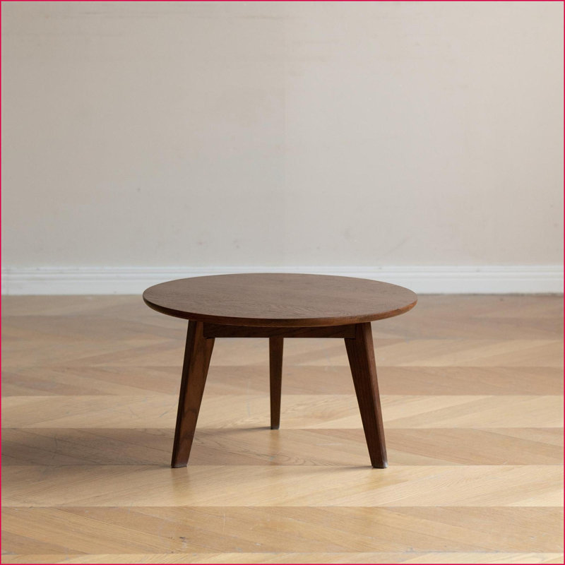 Table basse 100% chêne massif noyer pour le salon, facile à nettoyer et durable avec coins arrondis