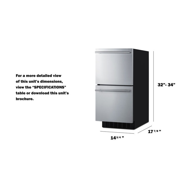 Summit Appliance Shallow Depth 19 in. 3.1 Cu. ft. Outdoor Mini Fridge in Stainless Steel Without Freezer, Silver