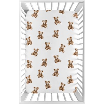Boho Teddy Bear Fitted Mini Crib Sheet by Sweet Jojo Designs