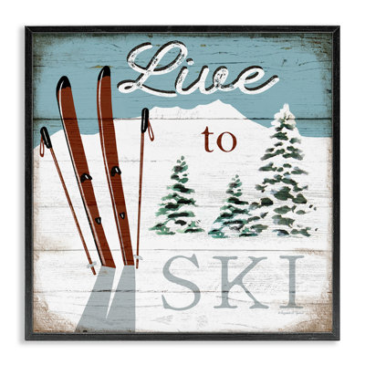 Live To Ski Rustic Snow Sports Rustic Cabin Wall Plaque Art By Elizabeth Tyndall