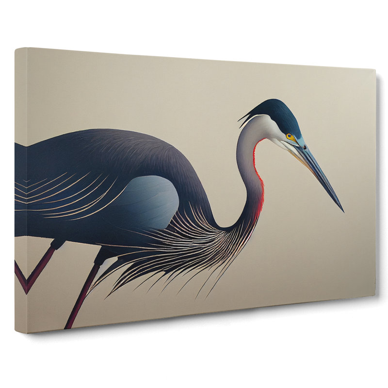 Bold Heron Bird - Wrapped Canvas, 35cm H x 50cm W x 3cm D