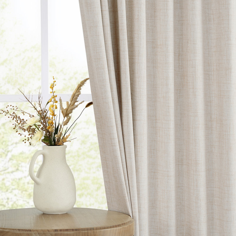 Cadnite 50" W Thermal 100% Blackout Linen Textured Curtain Panels, 50" W x 90" L, Cream