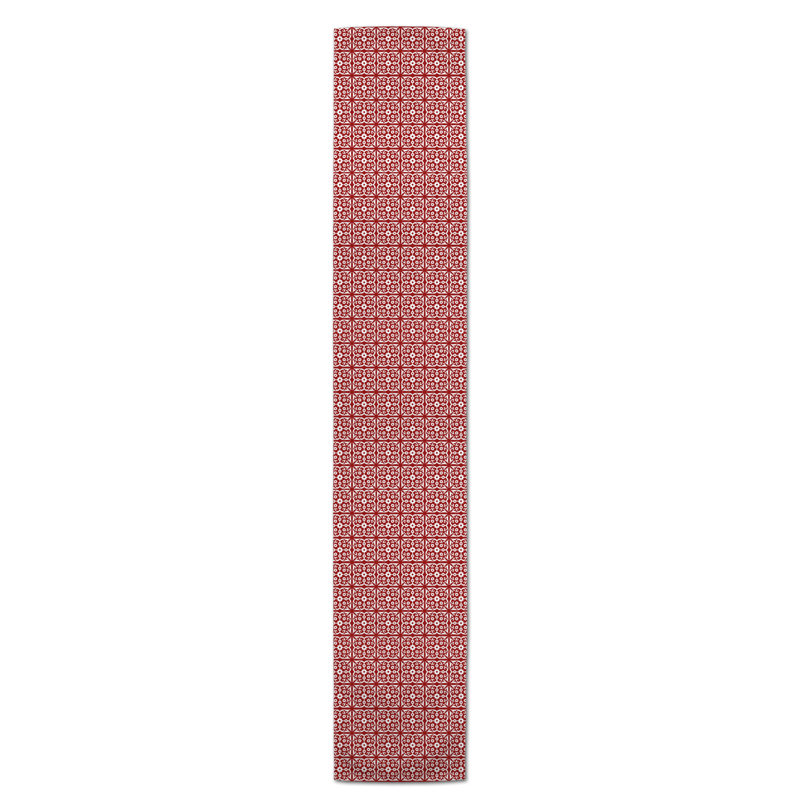Artis Geometric Table Runner, 90" L x 16" W, Red