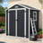 iYofe 6x4 FT Large Outdoor Storage Shed, Resin Garden Tool Shed with Floor, Lockable Door, Air Vent, Weather Resistant Backyard Storage House, Quick Assembly