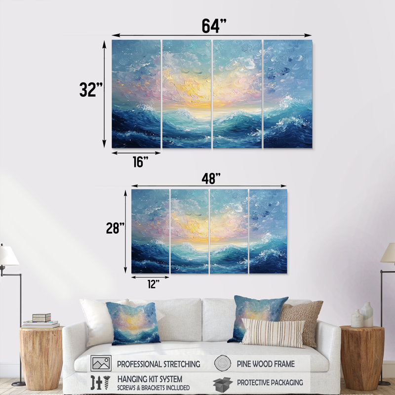 Avonta - impression abstraite d'art mural - ensemble d'art mural moderne, 4, H 28 po x l 48 po