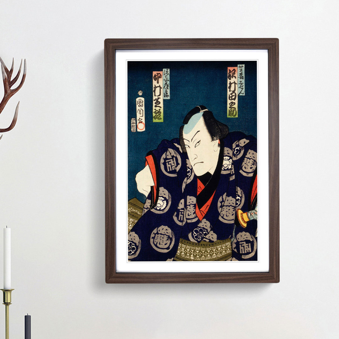 The Portrait of an Actor in Robes by Toyohara Kunichika - Framed Print