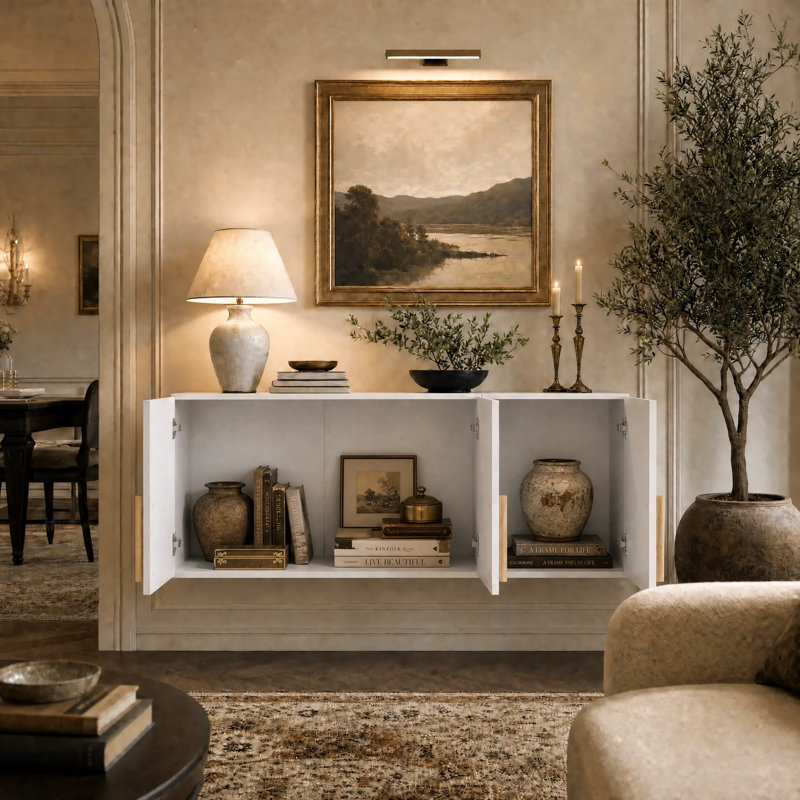 Armoire de rangement supérieure à 3 portes de 120 cm de large avec 2 grandes étagères pour l'organisation de votre garde-robe, chambre et placard.
