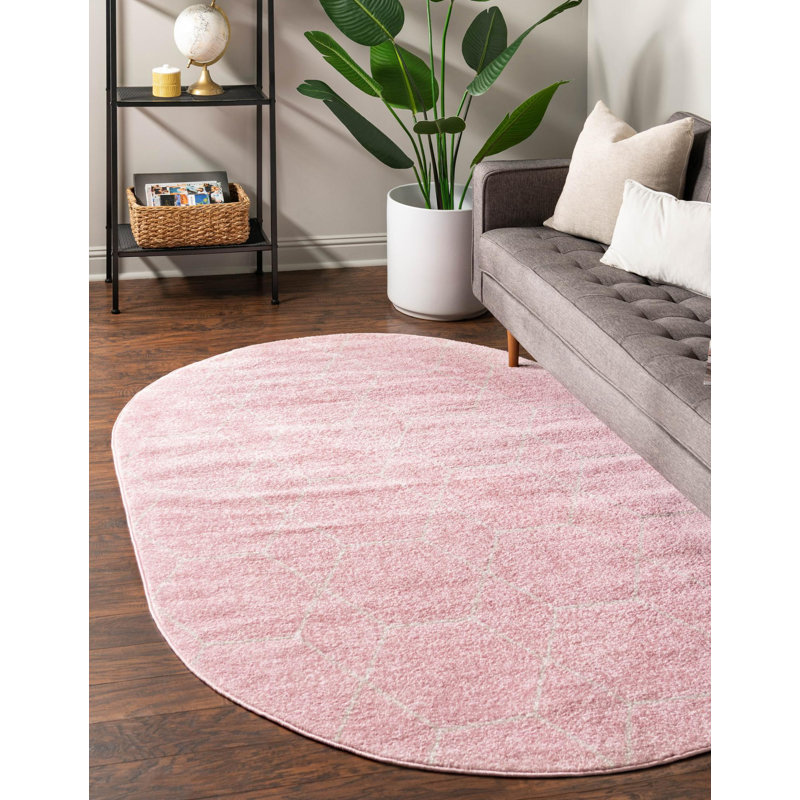 Tapis géométrique Debrodie, Ovale 3 pi 1 po x 5 pi 3 po, Pink