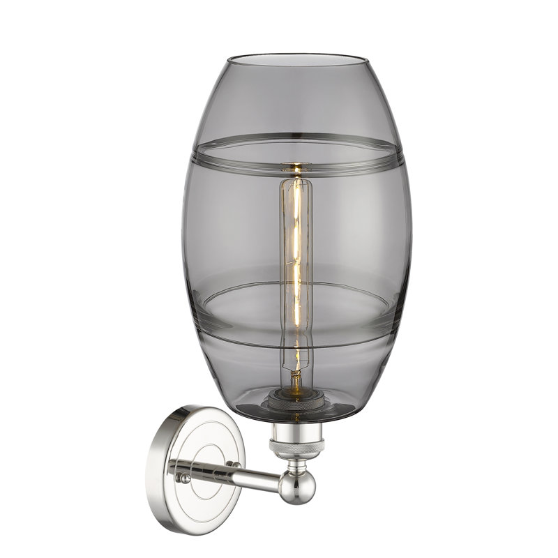 Applique murale en acier Bettylou, Gris fumée clair, H 12,13 po x l 8 po x P 8,5 po, Nickel poli