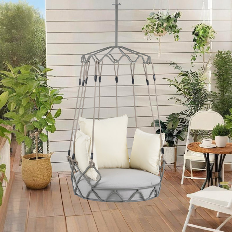Balancelle d'extérieur à assise profonde avec coussin, Beige