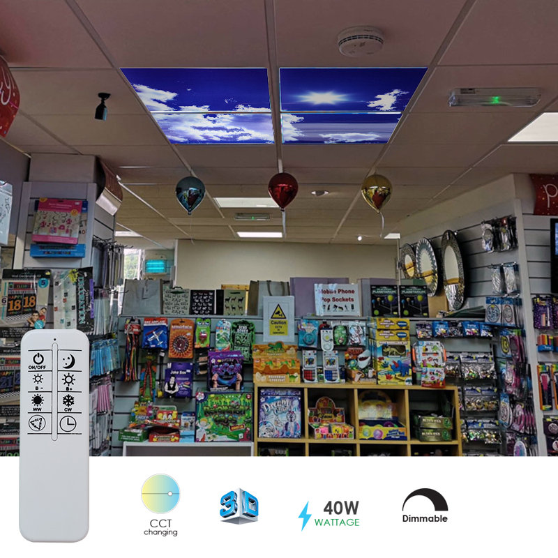 Ener-J Colour Changing Sky Cloud LED 3D Effect Panels 60x60 40W Set of 4 with Remote