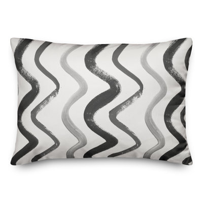 Coussin extérieur bleu et brun Squiggles