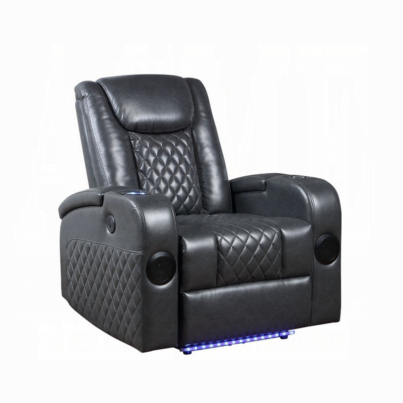 Liza Power Motion Recliner Chair, Bluetooth, Faux Leather, Dark Gray Faux Leather