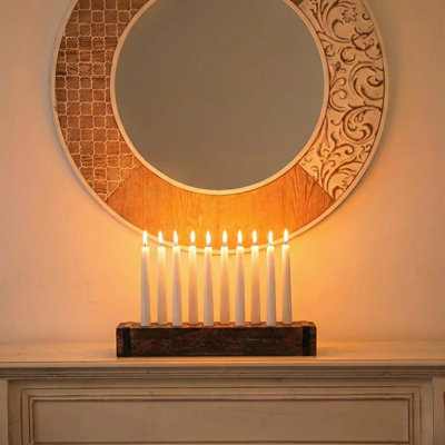 Farmhouse 16.5-inch Long Wooden Taper Candelabra