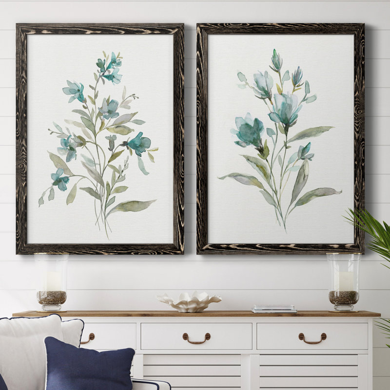 Linen Botanical III - ensemble de 2 reproductions d'art, Pas de tapis, H 31,5 po x l 47 po x P 1,5 po