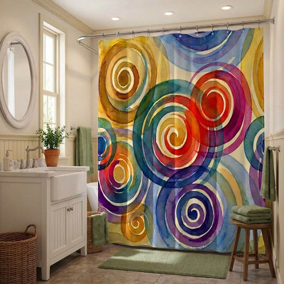 Colorburst Spiral Symphony Shower Curtain