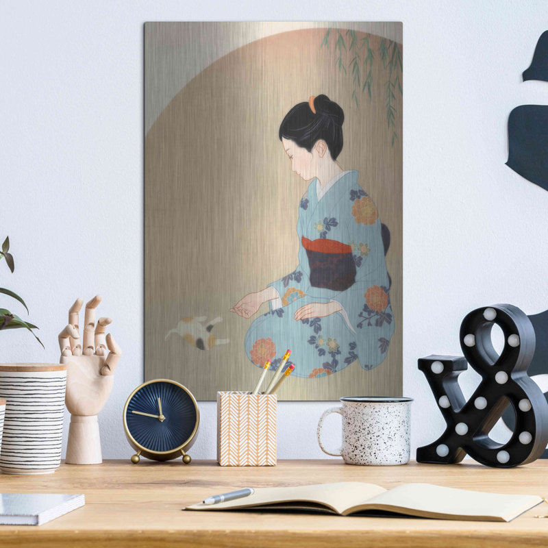 "Chat et femme" par Sai Tamiya, H 16 po x l 12 po