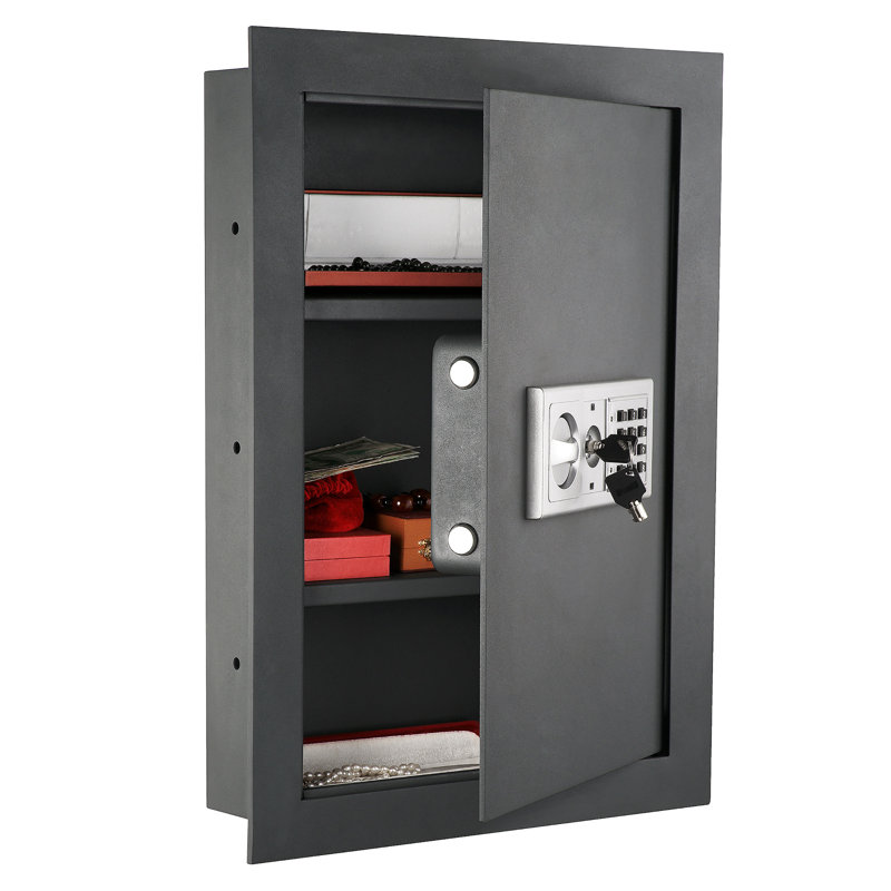 Dark Gray Steel Electronic Lock In-Wall Safe with LED Keypad