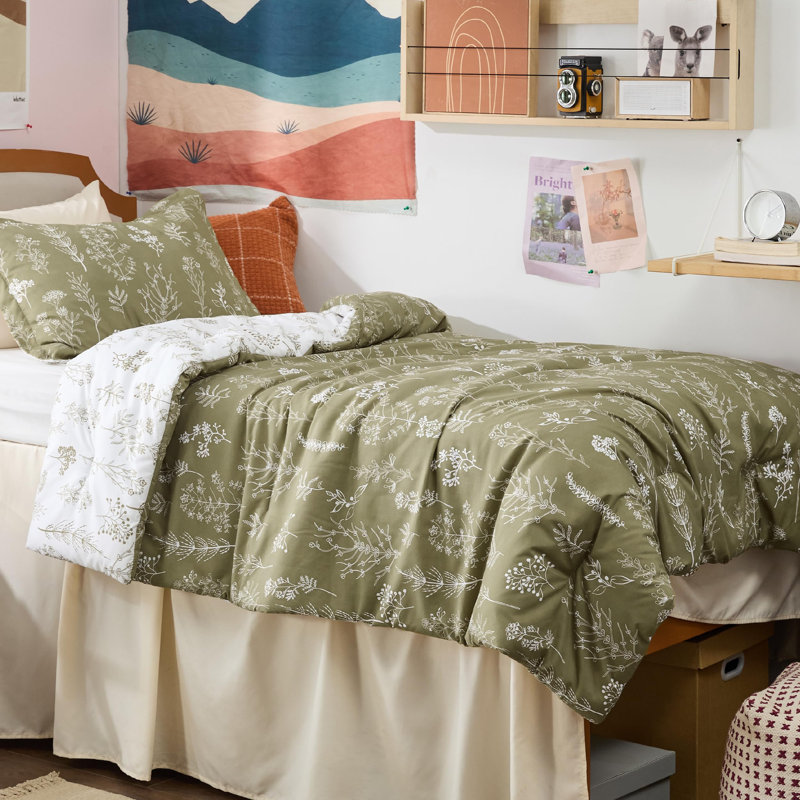 Best Seller Bedsure Comforter Set Reversible Cute Floral Bedding, 89GSM, Olive Green, Twin