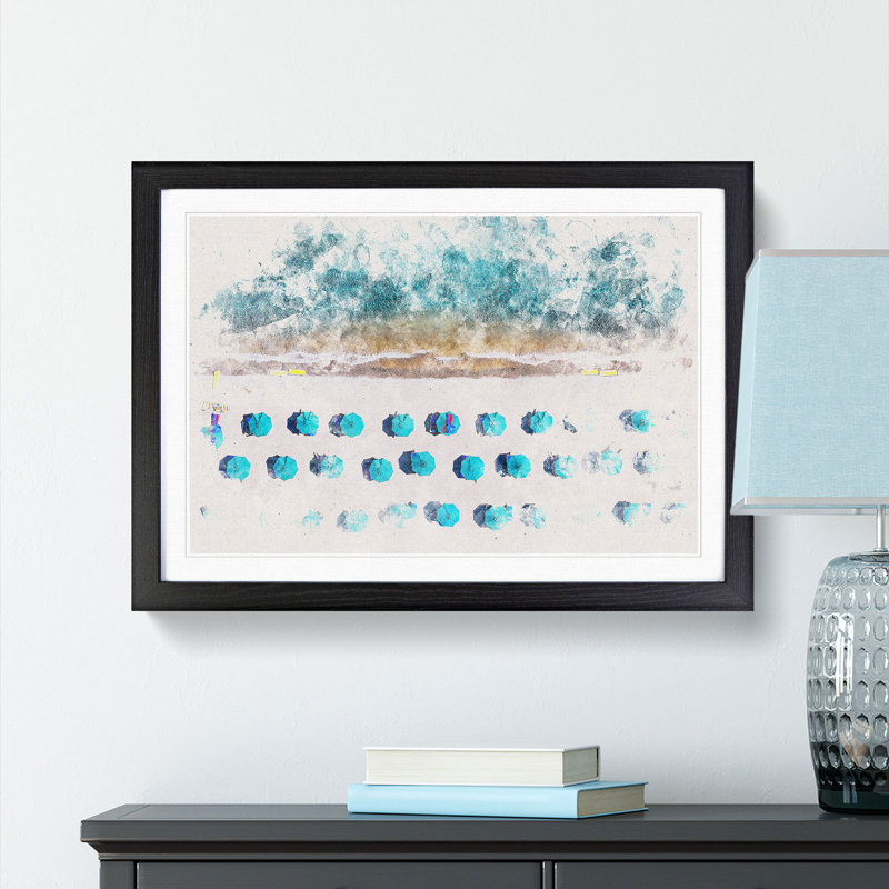 On the Beach - Framed Print, 45cm H x 63cm W x 2cm D, Black Framed