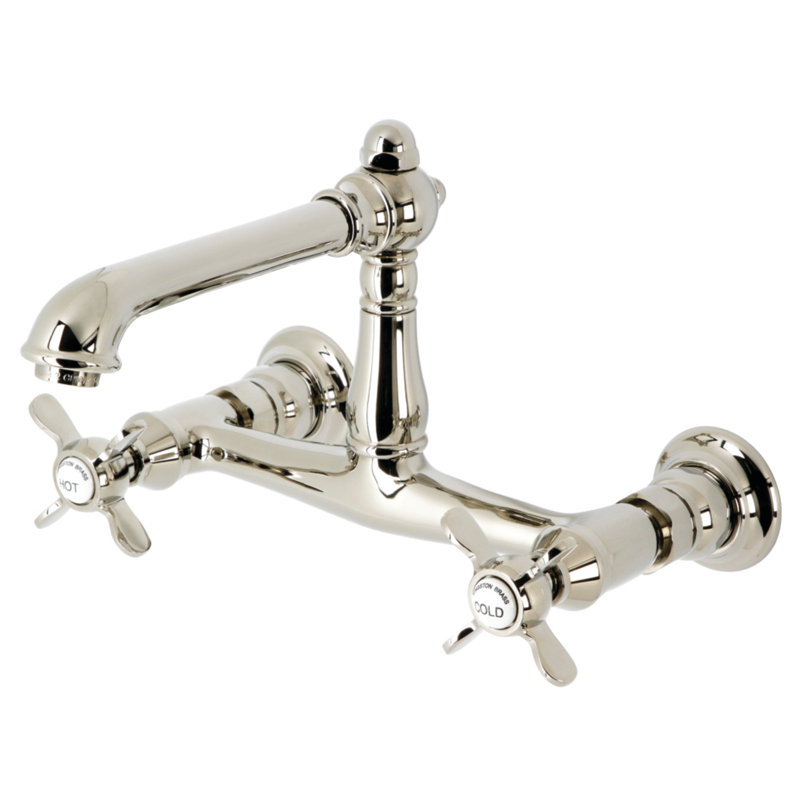 Kingston Brass Essex Two-Handle 2-Hole Wall Mount Bathroom Faucet, Polished Nickel