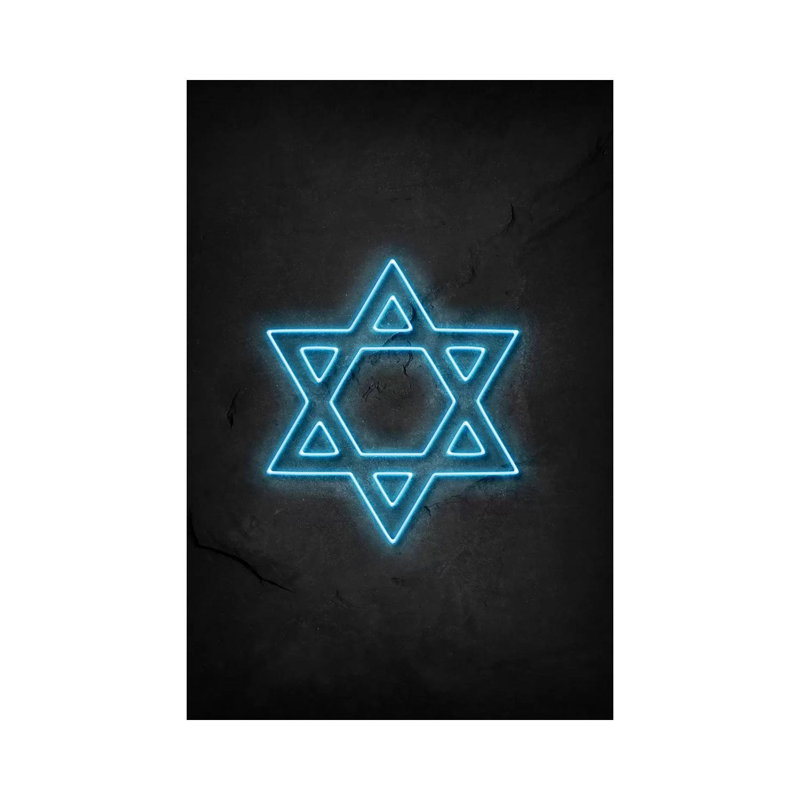 David Star Neon par Durro Art - Toile tendue avec châssis, estampe numérique sur toile tendue, H 26 po x l 18 po x P 1,5 po