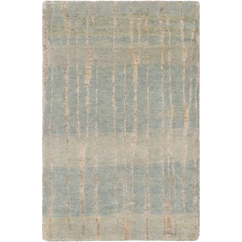 Tapis bleu sarcelle / brun clair à motif abstrait Sepviva, Rectangle 2 pi x 3 pi