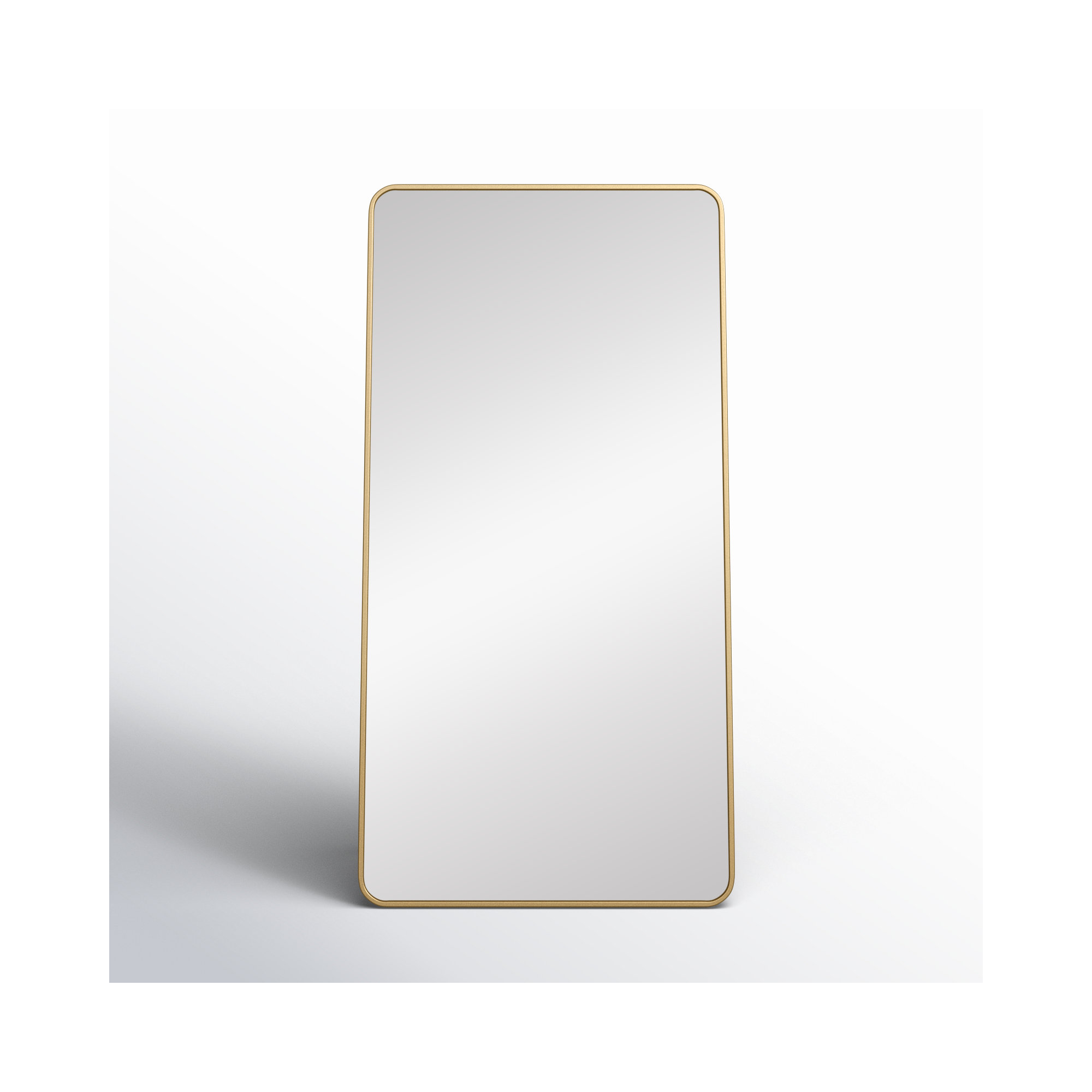 Sabine Metal Rounded Rectangle Floor Mirror, 60" x 30", Brass