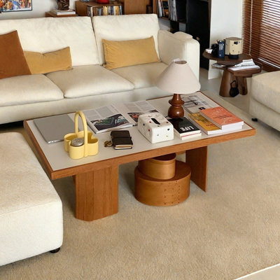 Simple log style solid wood coffee table